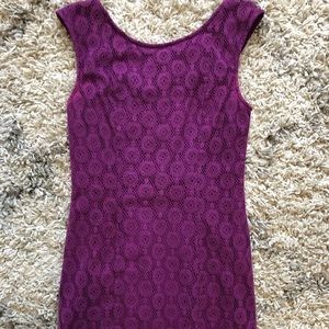 Purple lace cocktail dress